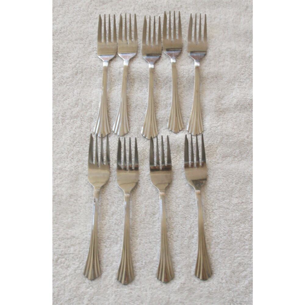International Silver Symmetry Freemont Salad Forks Set of 9 Stainless China